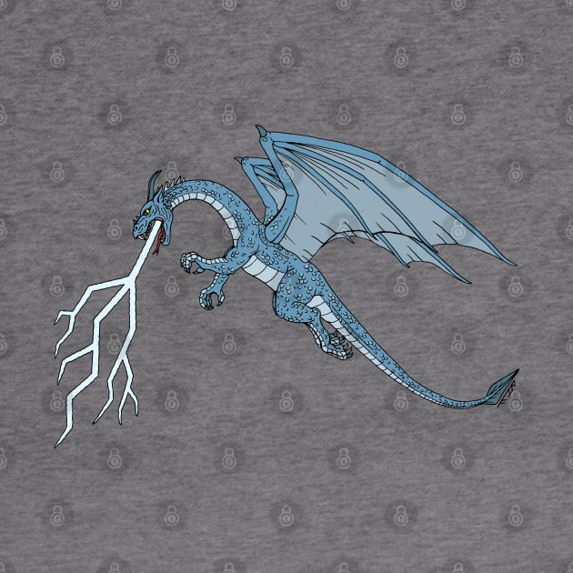 Blue Dragon Spitting Lightning by AzureLionProductions